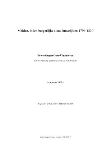 Melden, index burgerlijke stand huwelijken 1796-1830