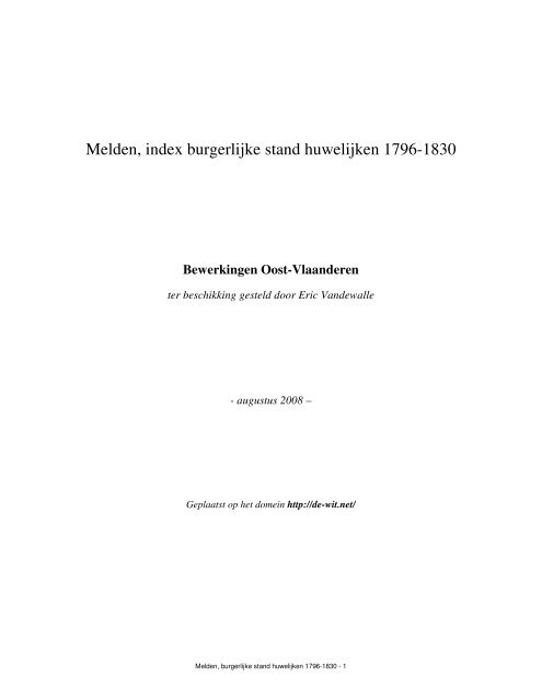 Melden, index burgerlijke stand huwelijken 1796-1830