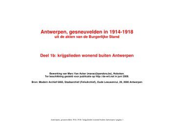 Antwerpen, gesneuvelden in 1914-1918 - Geneaknowhow.net