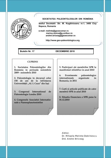 Buletin 17 - Societatea Paleontologilor din România