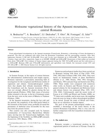 Holocene vegetational history of the Apuseni ... - geo.edu.ro