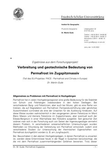 Verbreitung und geotechnische Bedeutung von Permafrost im ...