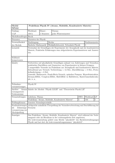 Modulhandbuch - Geographisches Institut der Universität Bonn