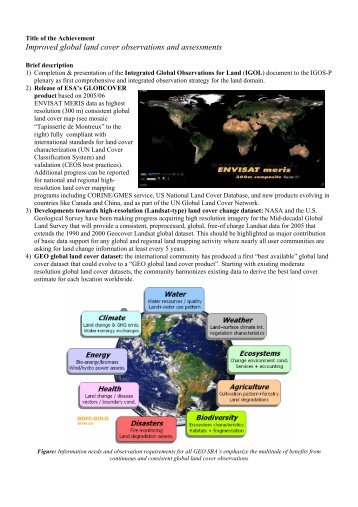 Improved global land cover observations and assessments