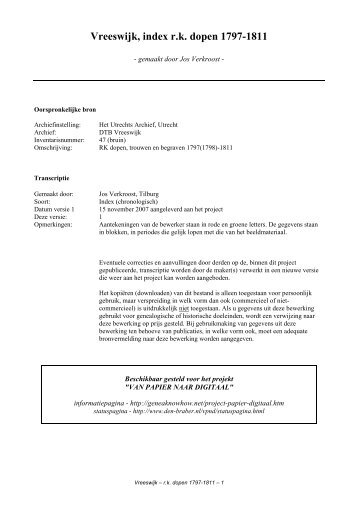 Vreeswijk, index r.k. dopen 1797-1811 - Geneaknowhow.net