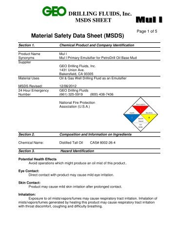 MSDS - GEO Drilling Fluids, Inc.