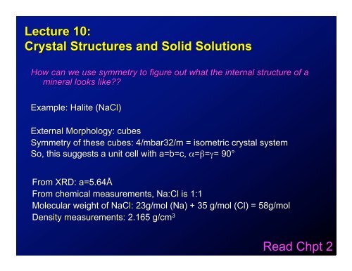 Lecture 10: Crystal Structures and Solid Solutions Read Chpt 2