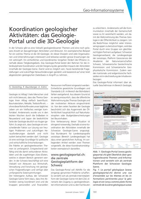 Koordination geologischer Aktivitäten: das Geologie- Portal und die ...