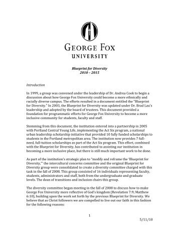 Blueprint for Diversity 10-31-12 - George Fox University