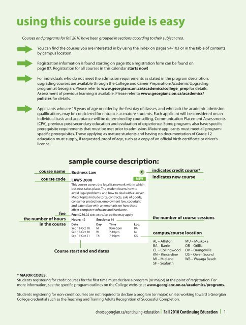 using this course guide is easy - Georgian College