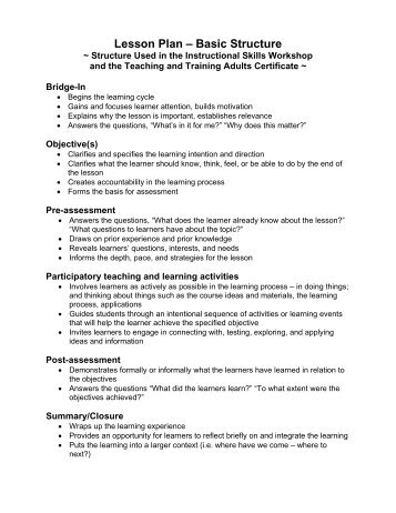 dsc lesson plan template based on instructional design