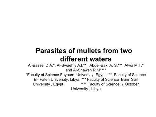 Parasites of mullets from two different waters