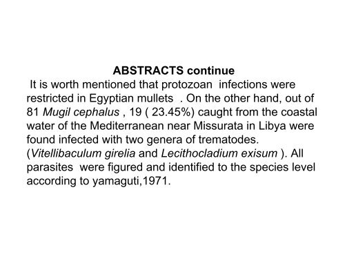 Parasites of mullets from two different waters