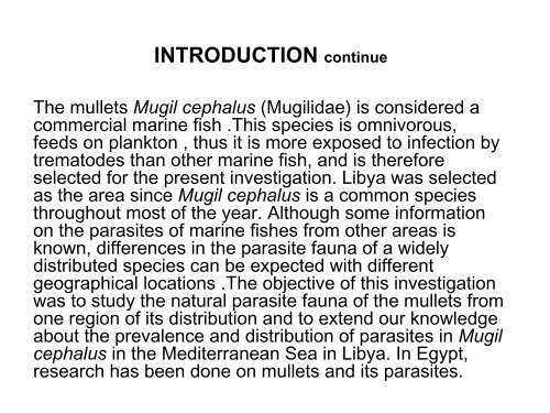 Parasites of mullets from two different waters