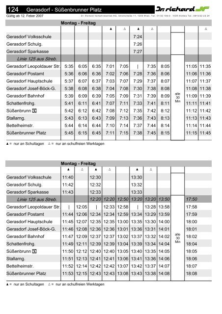 Fahrplan f.r Linie 124-1 - Gerasdorf