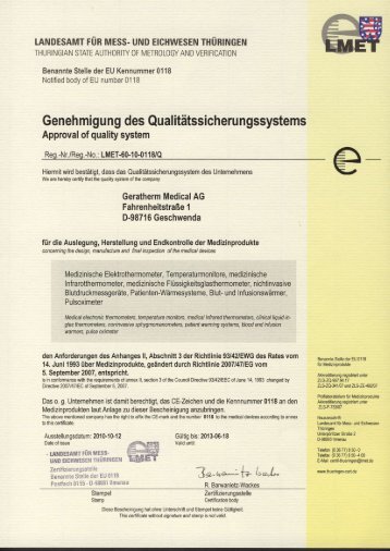 CE certificate - Geratherm