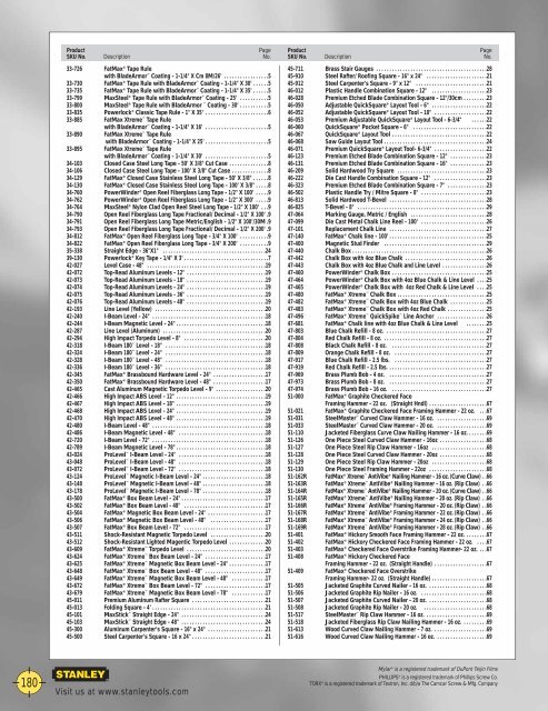 Stanley Hand Tools Catalog MKT0905_031 - stagecraft fundamentals