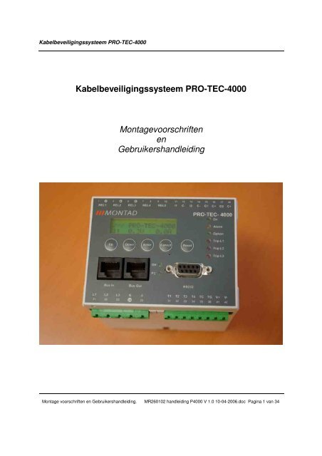 Kabelbeveiligingssysteem PRO-TEC-4000 Montagevoorschriften en ...