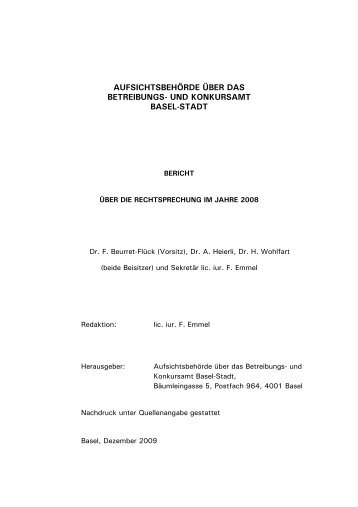 Bericht für das Jahr 2008 - Gerichte - Basel-Stadt