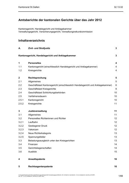 Amtsbericht Gerichte 2012 - St.Gallische Gerichte