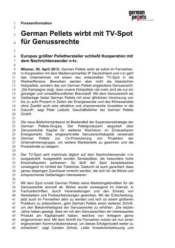 Pressemitteilung als pdf - German Pellets