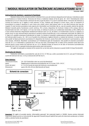 modul regulator de încărcare acumulatoare 12 v - German Electronics