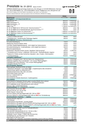 Preisliste Nr. 01-2010 Stand - german:A.