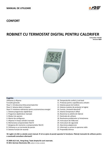 robinet cu termostat digital pentru calorifer - German Electronics