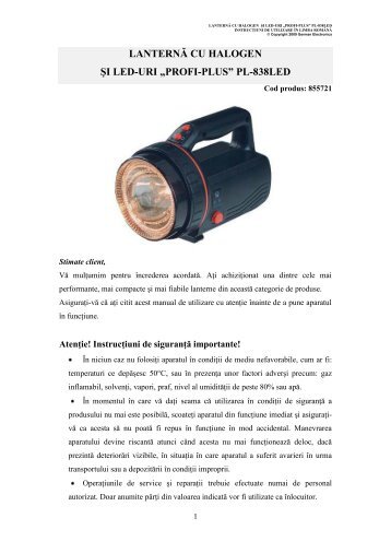 lanternă cu halogen şi led-uri „profi-plus” pl-838led - German ...