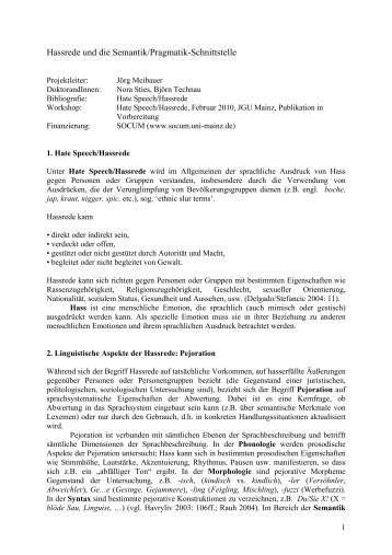 Hassrede und die Semantik/Pragmatik-Schnittstelle - Johannes ...