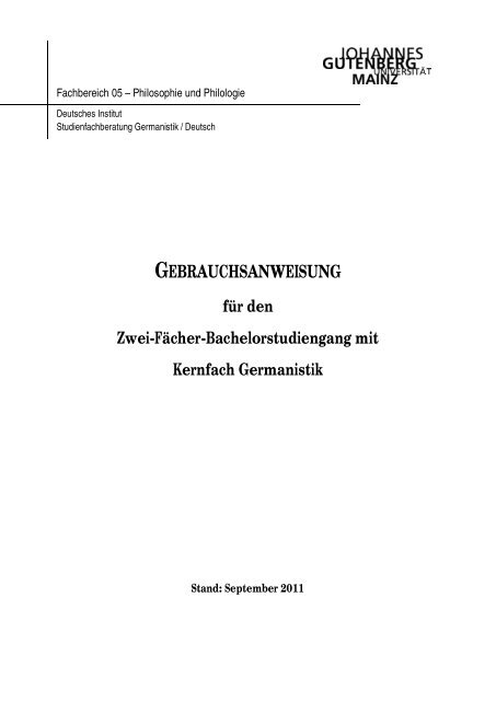 gebrauchsanweisung - Johannes Gutenberg-Universität Deutsches ...