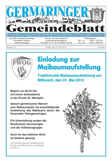 Einladung zur Maibaumaufstellung - Gemeinde Germaringen