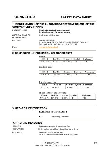 sennelier safety data sheet - Aart de Vos