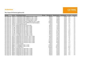 Rux Super 65 Gerüst Preisliste (PDF) - Geruest