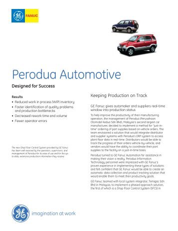 Perodua chooses Proficy HMI/SCADA – Cimplicity - Gescan Ontario