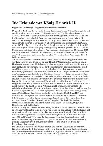 Die Urkunde von König Heinrich II. - Geschichtsverein für den ...