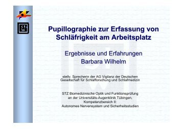 Pupillographie zur Erfassung von Schläfrigkeit am Arbeitsplatz