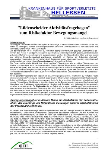 Lüdenscheider Aktivitäts-Fragebogen" - Sportklinik Hellersen