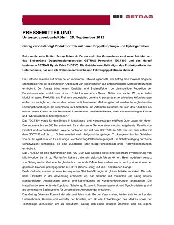 PRESSEMITTEILUNG - Getrag