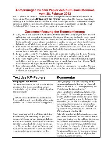 Text des KM-Papiers Kommentar - Gewerkschaft Erziehung und ...
