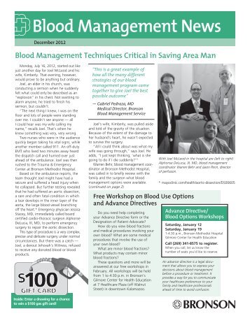 December 2012 issue of Blood Management News - Bronson Total ...