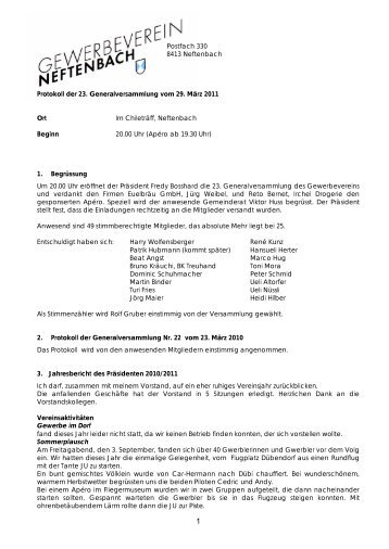 Protokoll GV 2011 - Gewerbe Neftenbach
