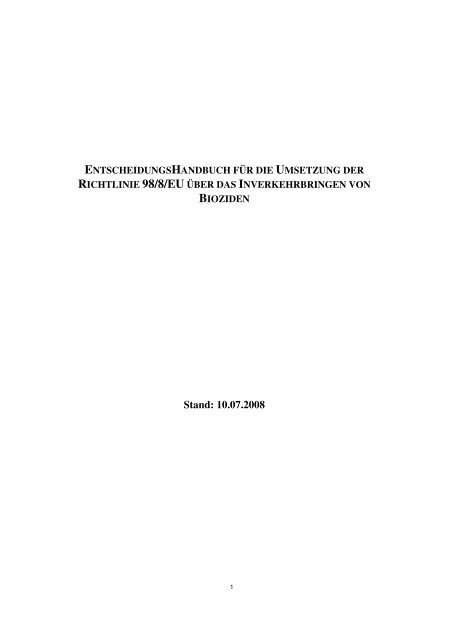 Handbuch für die Umsetzung der Richtlinie 98/8/EG über das ...