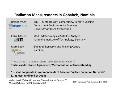 Roland Vogt – Radiation Measurements in Gobabeb ... - GEWEX
