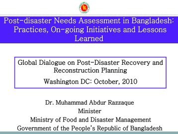 Post-disaster Needs Assessment in Bangladesh: Practices ... - GFDRR