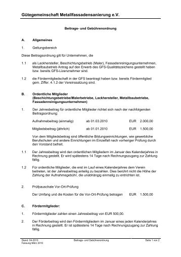 GFS_Beitragsordnung.pdf - Gütegemeinschaft ...