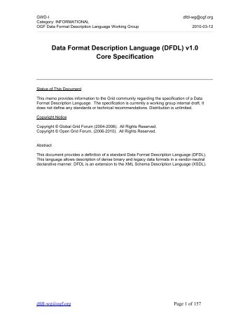 Data Format Description Language (DFDL) v1.0 ... - Open Grid Forum