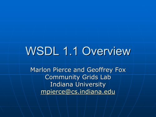 WSDL 1.1 Overview