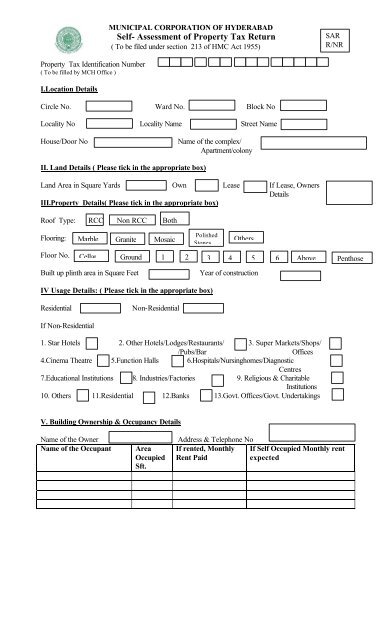 Self- Assessment of Property Tax - Greater Hyderabad Municipal ...