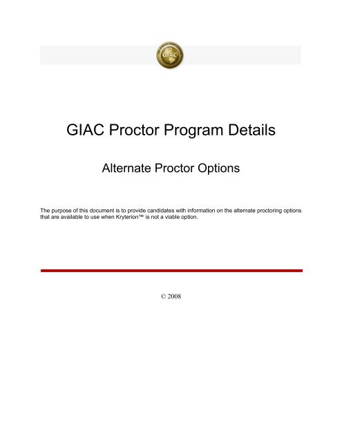 GIAC Proctor Program Details